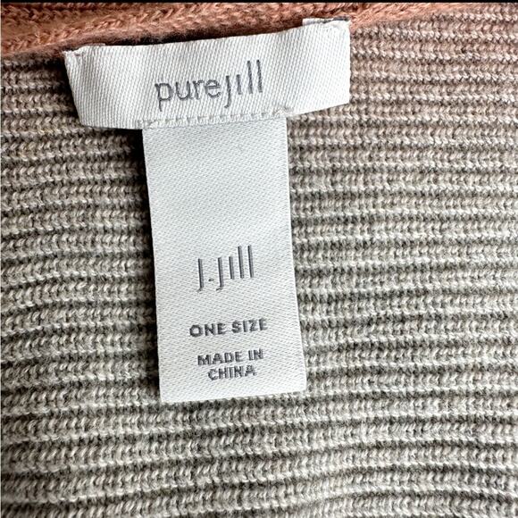 J Jill Pure Jill  Poncho Sweayer Cotton Salmon Gray Ombré OZ Casual Relaxed - Picture 10 of 12